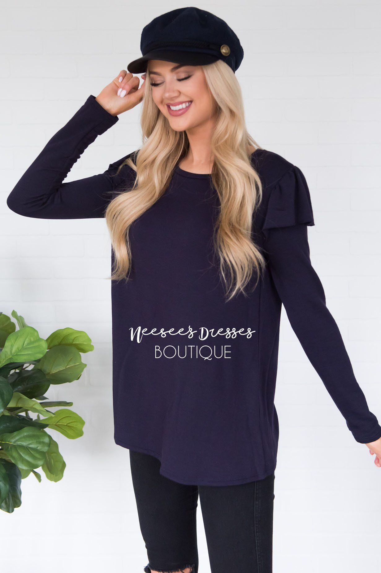 You're So Beautiful Ruffle Sleeve Top Modest Dresses vendor-unknown