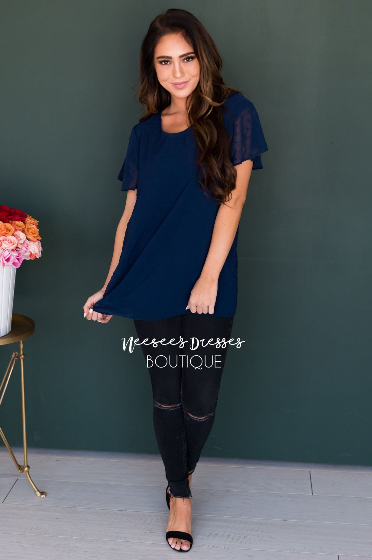 Gorgeous Swiss Dot Blouse Tops vendor-unknown