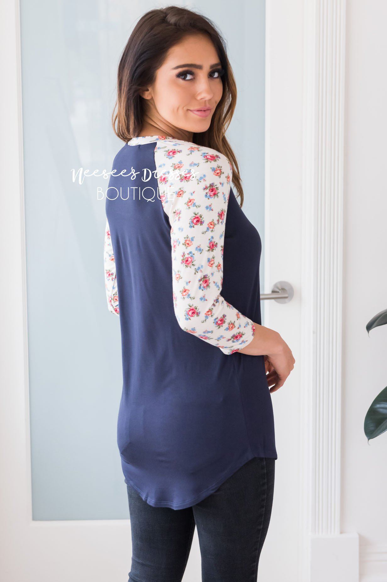 Floral Beauty Modest Baseball Tee Modest Dresses vendor-unknown