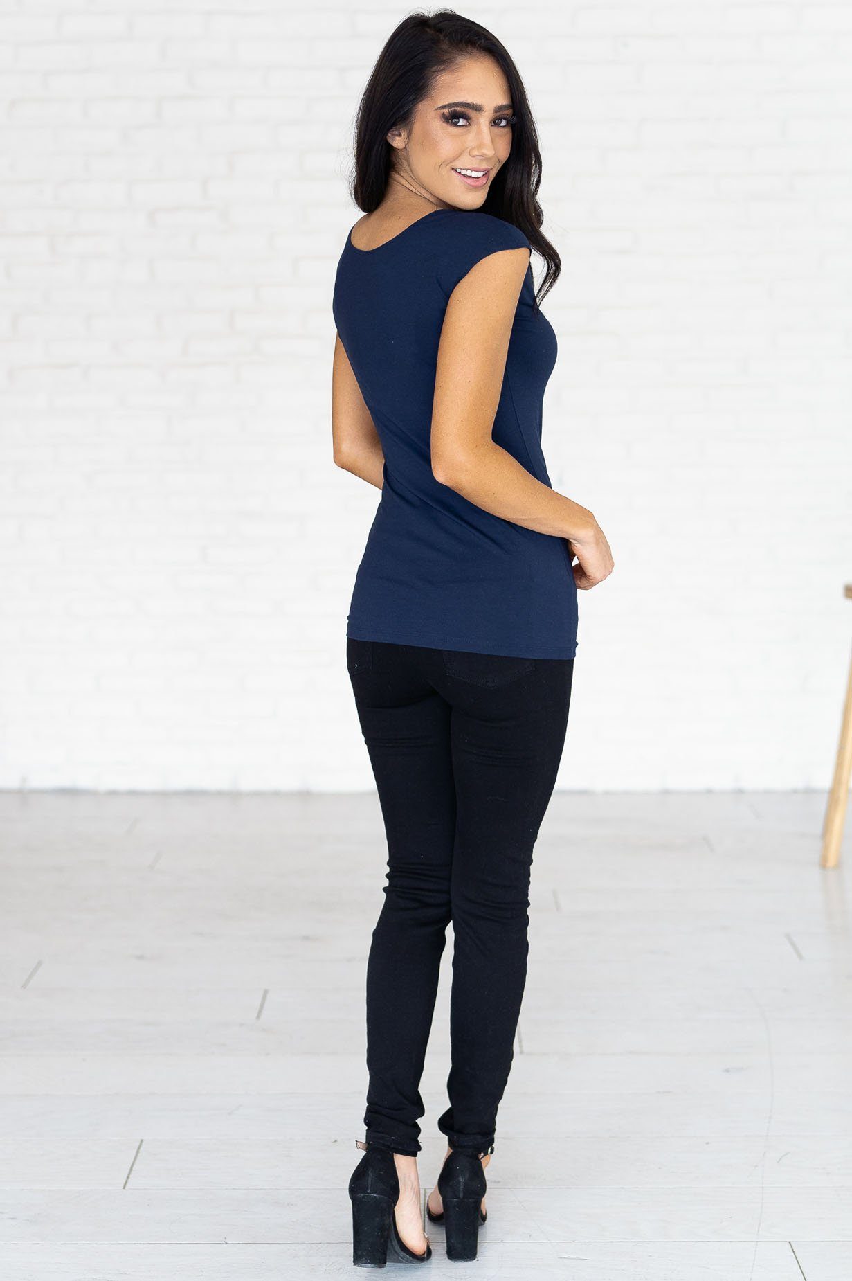 Cap Sleeve Modest Layering Tee Tops vendor-unknown