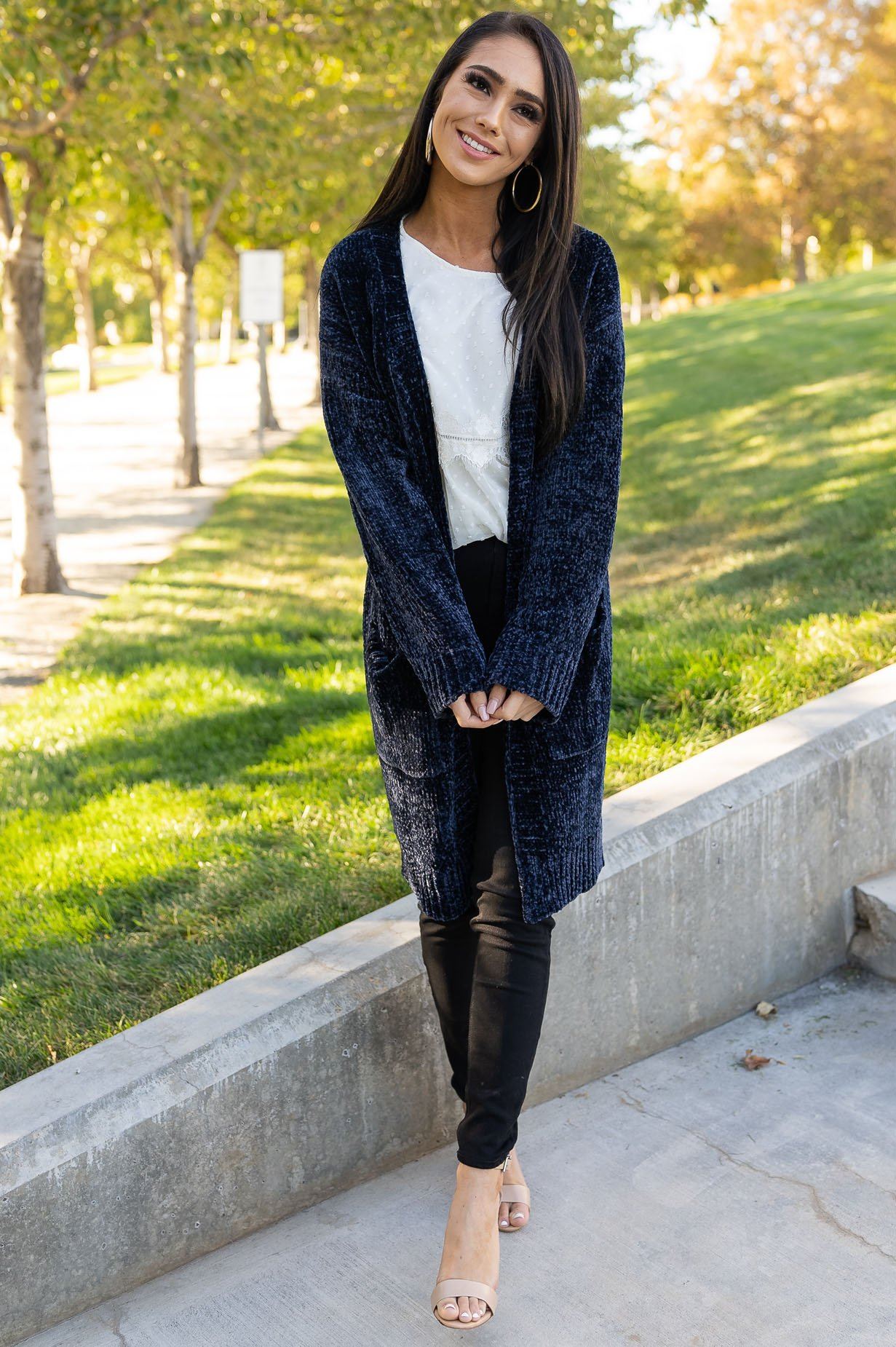 Living My Best Style Chenille Cardigan Modest Dresses vendor-unknown