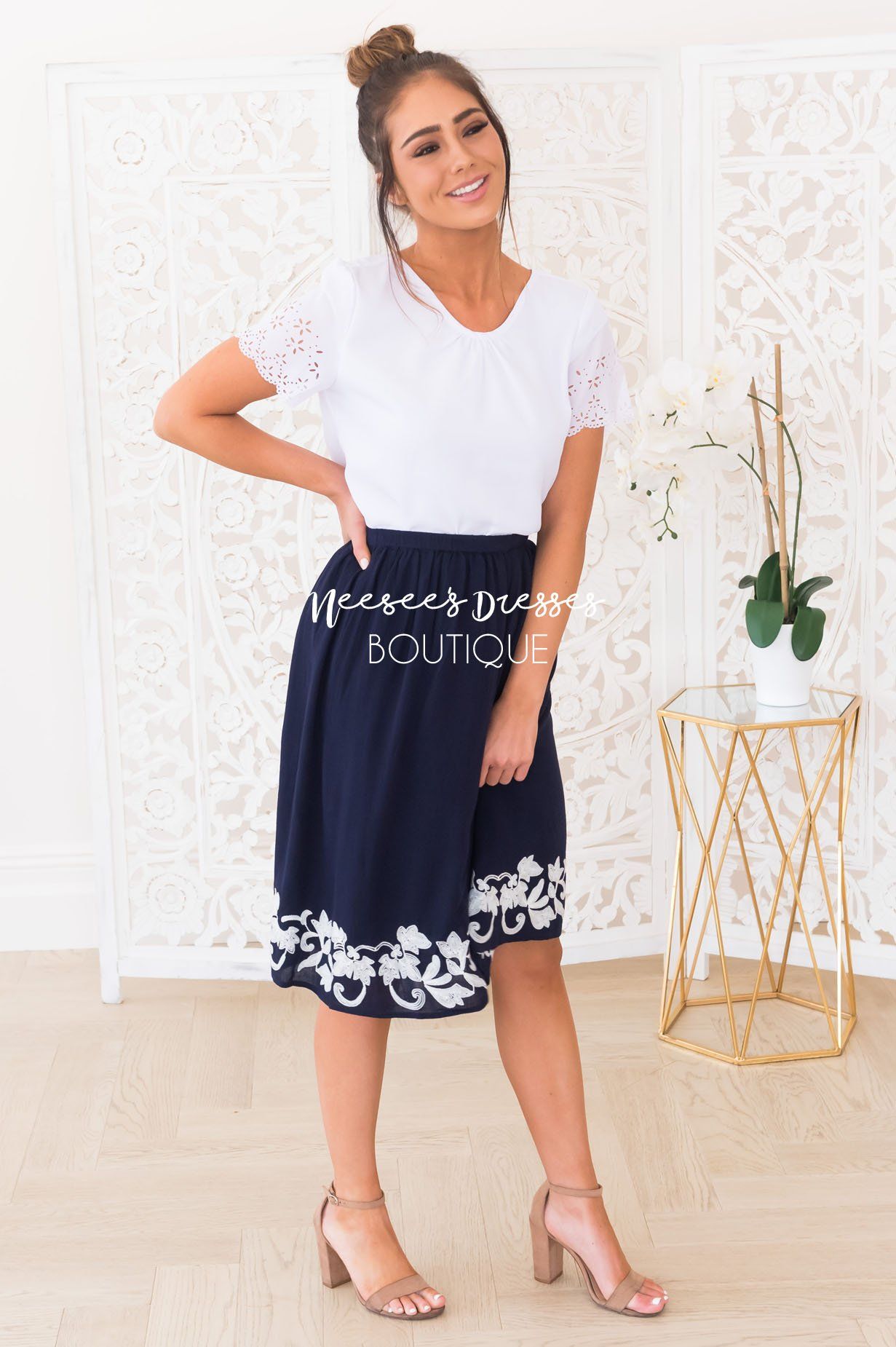 Living In The Moment Modest Eyelet Blouse Modest Dresses vendor-unknown