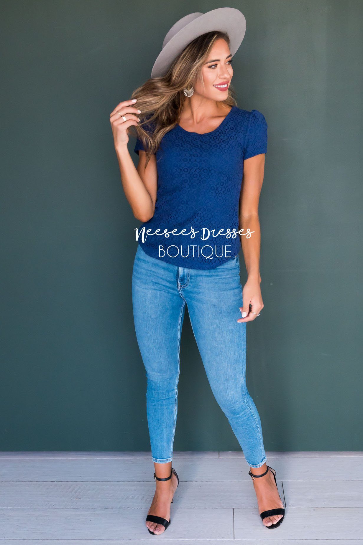 Eyelet Lace Blouse Tops vendor-unknown