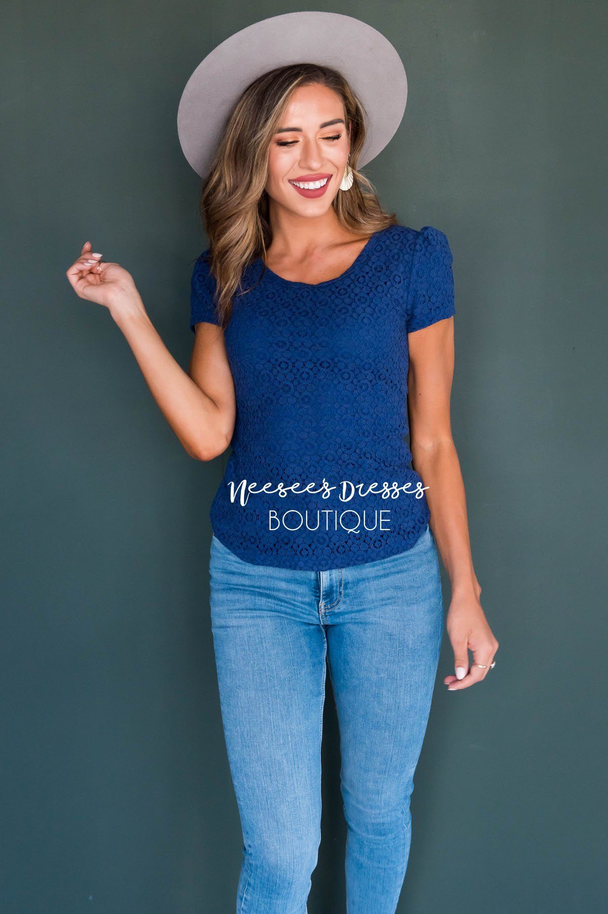 Eyelet Lace Blouse Tops vendor-unknown