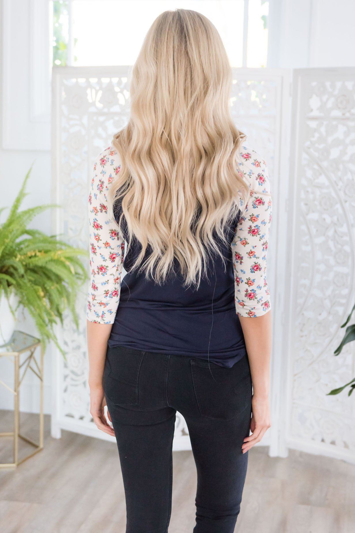 Floral Beauty Modest Baseball Tee Modest Dresses vendor-unknown