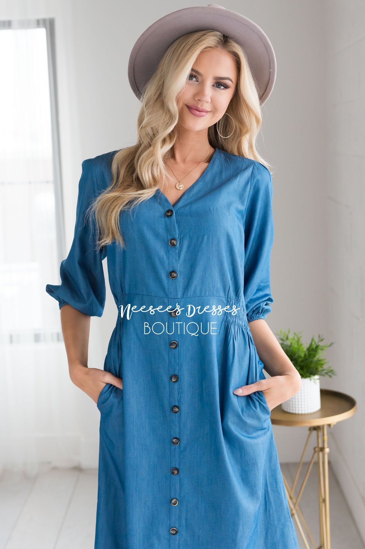 The Chara Denim Dress Modest Dresses vendor-unknown