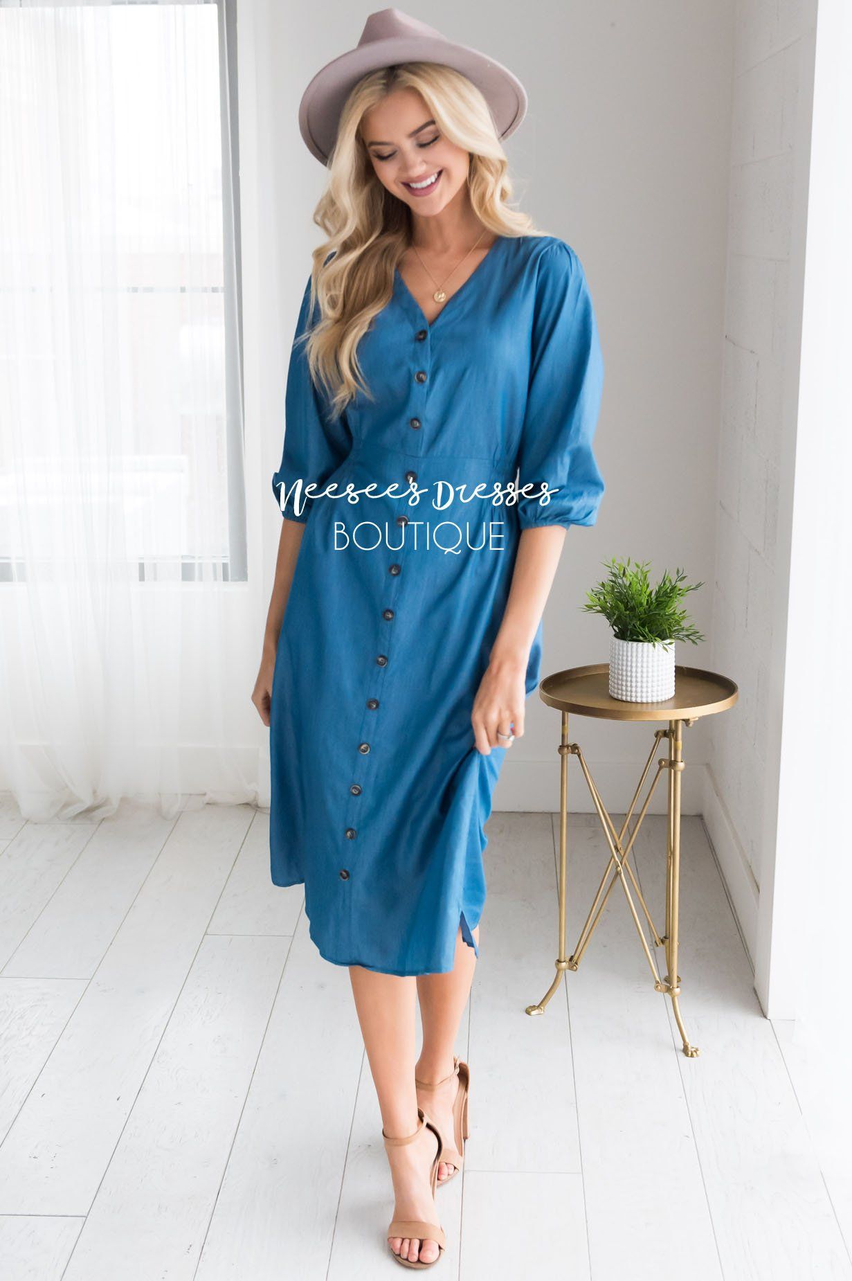 The Chara Denim Dress Modest Dresses vendor-unknown