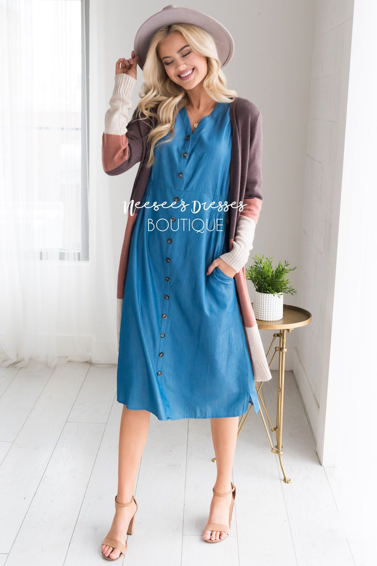 The Chara Denim Dress Modest Dresses vendor-unknown