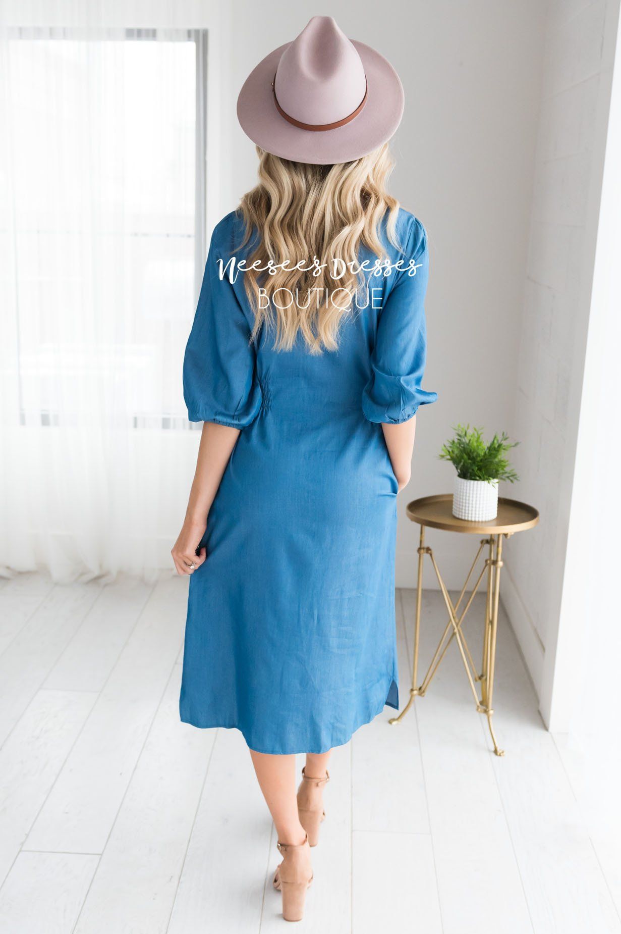 The Chara Denim Dress Modest Dresses vendor-unknown