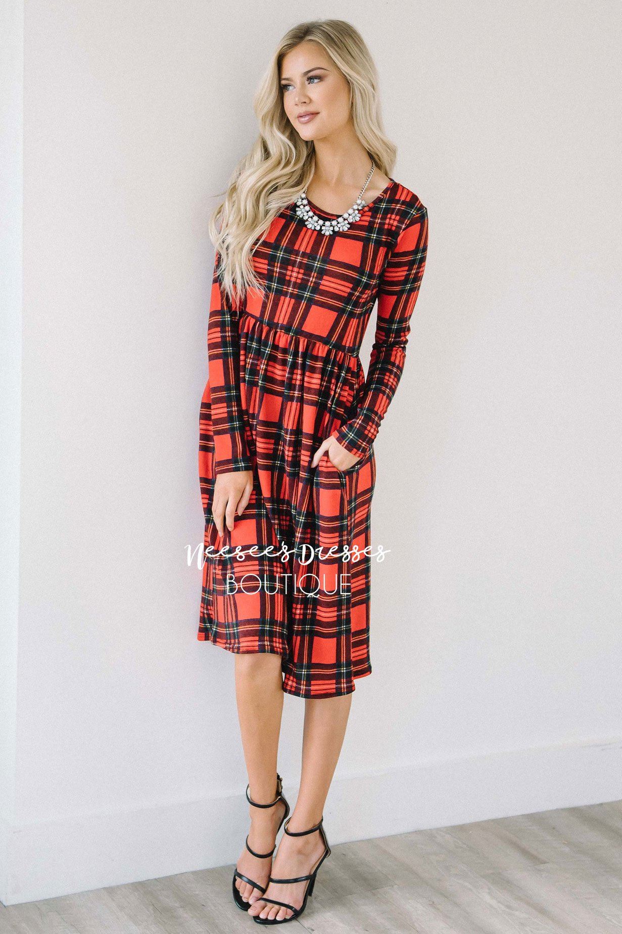 The Nellie Plaid Dress Modest Dresses vendor-unknown