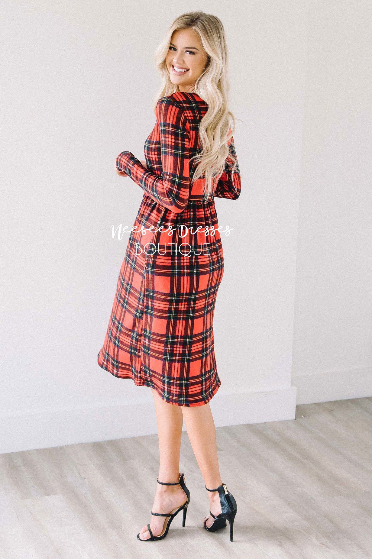 The Nellie Plaid Dress Modest Dresses vendor-unknown