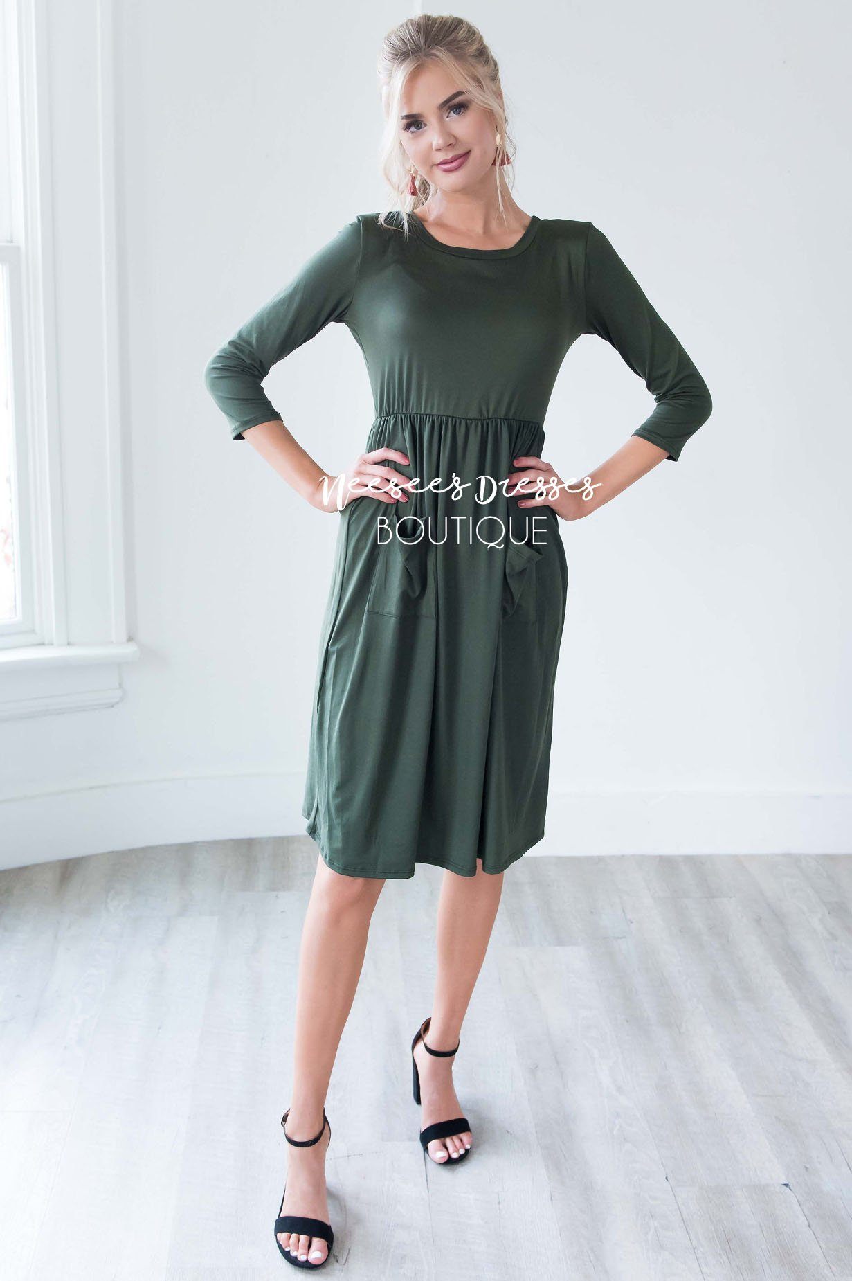 The Poppy 3/4 Length Sleeves Modest Dresses vendor-unknown