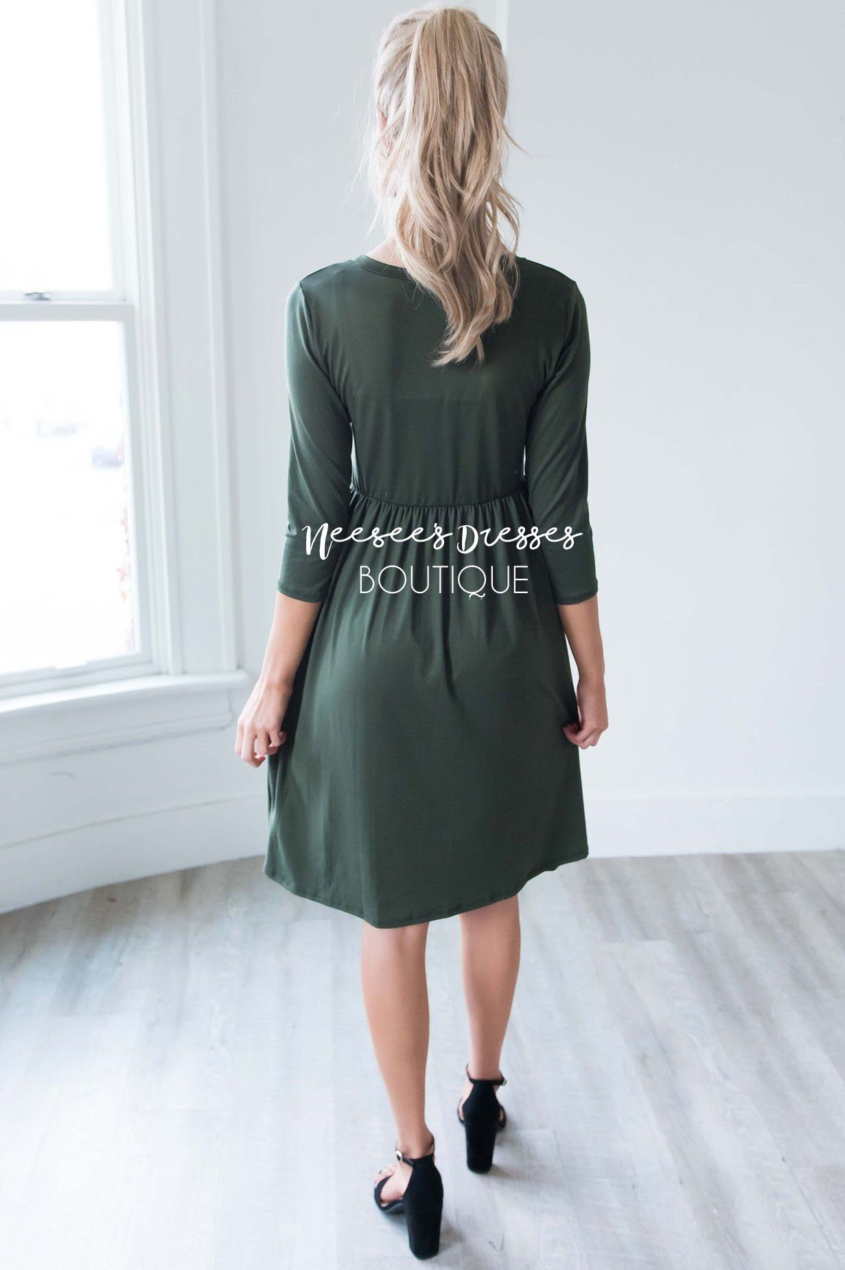 The Poppy 3/4 Length Sleeves Modest Dresses vendor-unknown