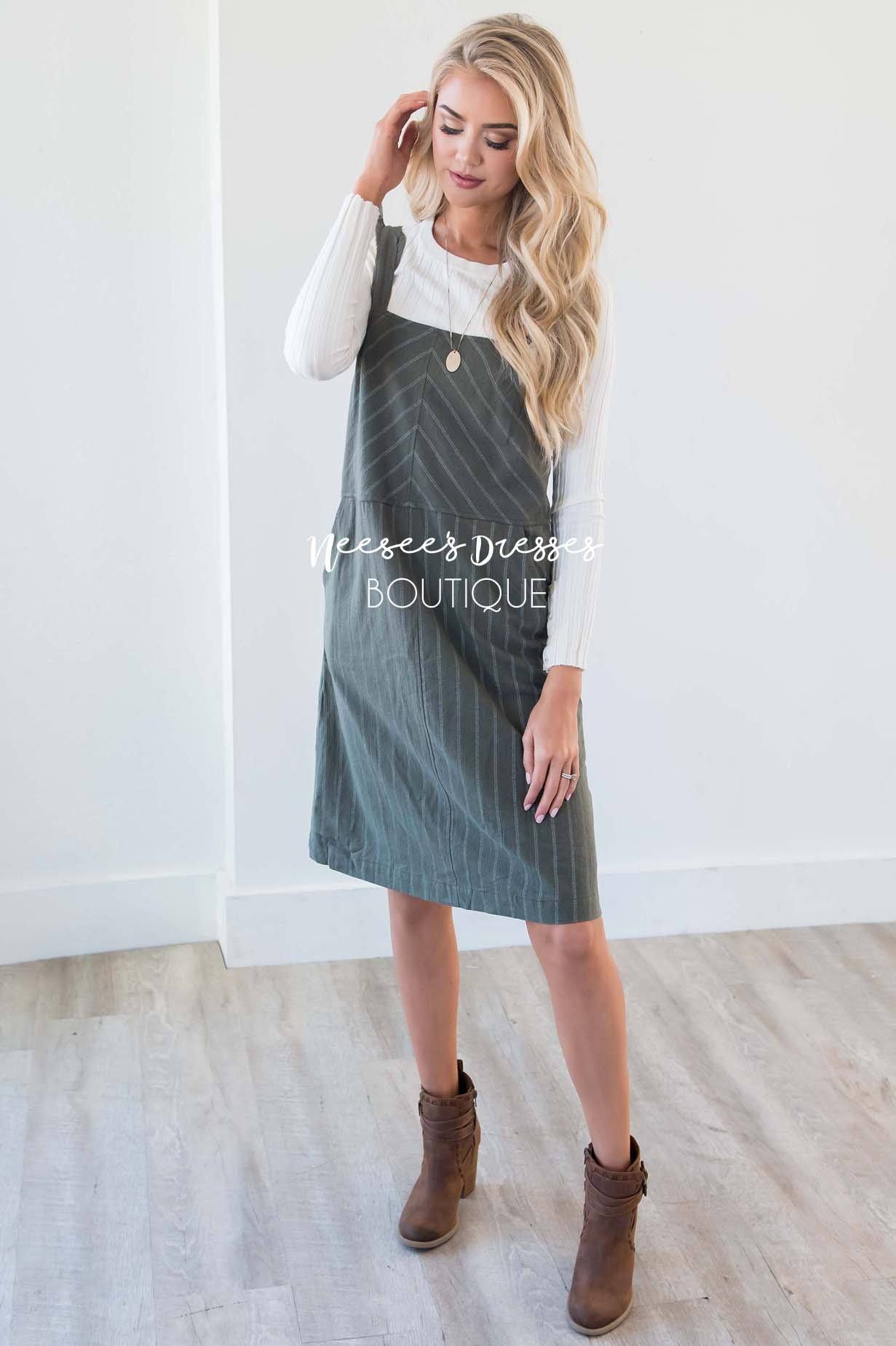 The Sammi Ruffle Overall Dress Modest Dresses vendor-unknown