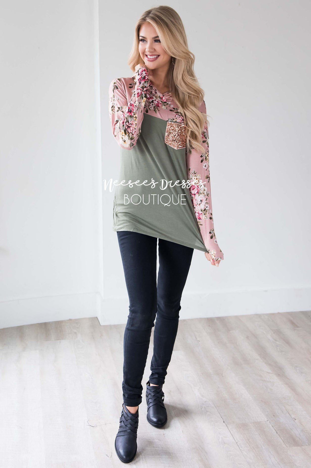 Like a Love Song Sequin Pocket Hoodie Tops vendor-unknown