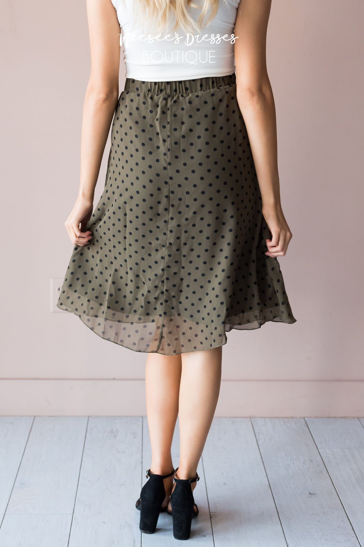 Pretty in Dots Modest Skirt Skirts vendor-unknown