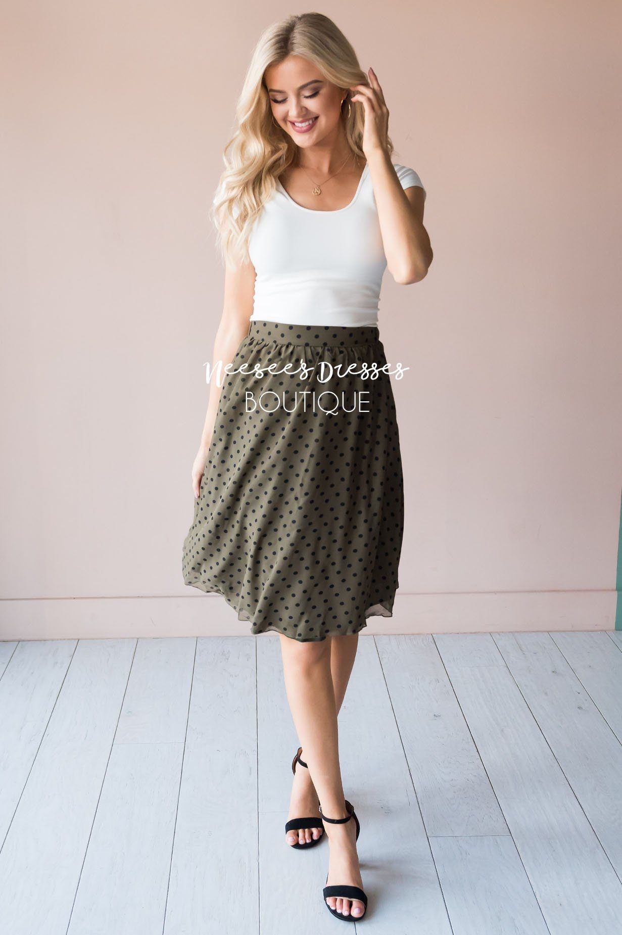 Pretty in Dots Modest Skirt Skirts vendor-unknown