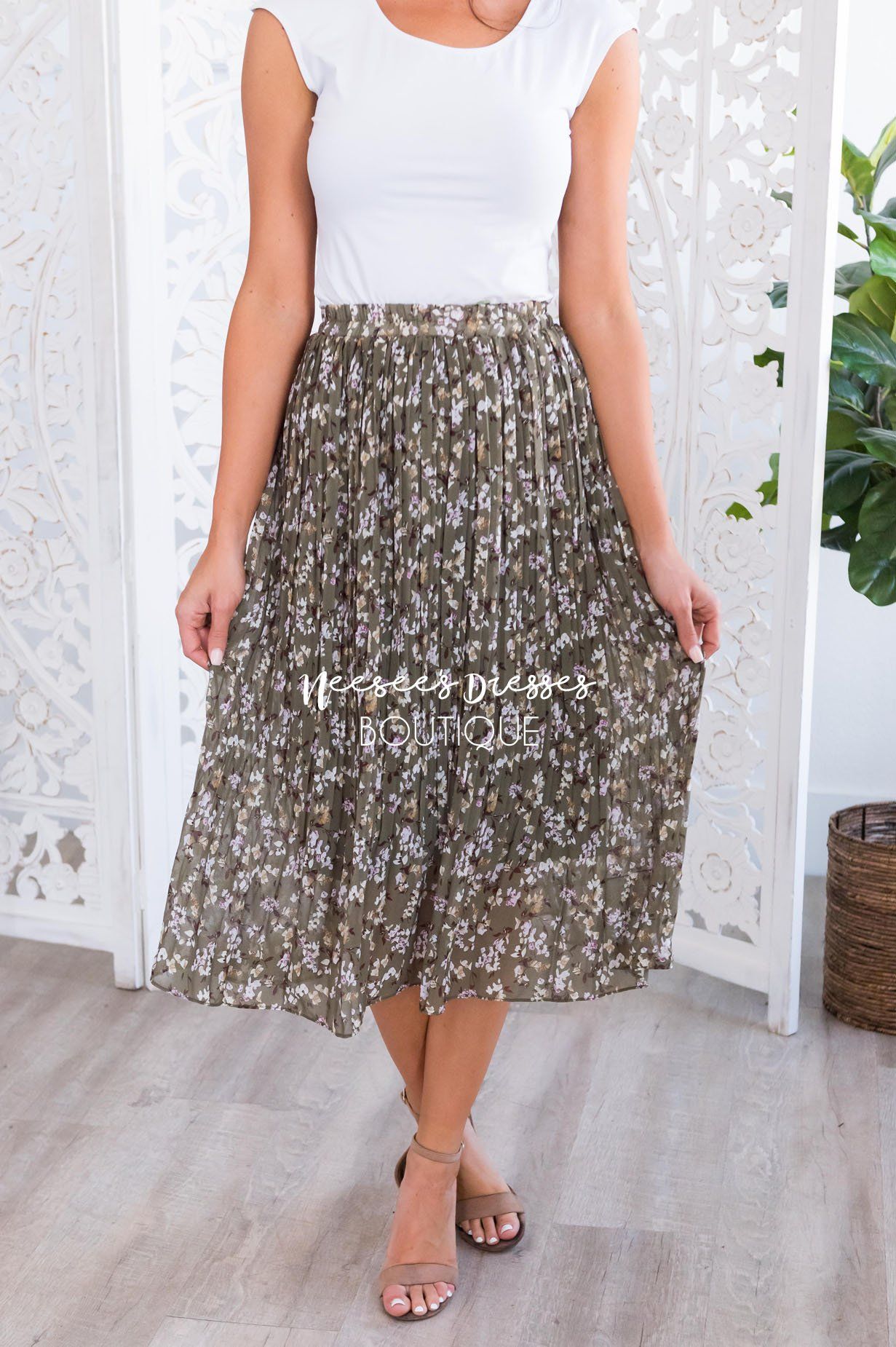 Fall Blooms Modest Pleat Skirt Modest Dresses vendor-unknown