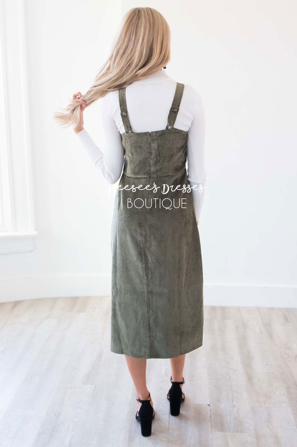 The Lennon Corduroy Overall Dress Modest Dresses vendor-unknown