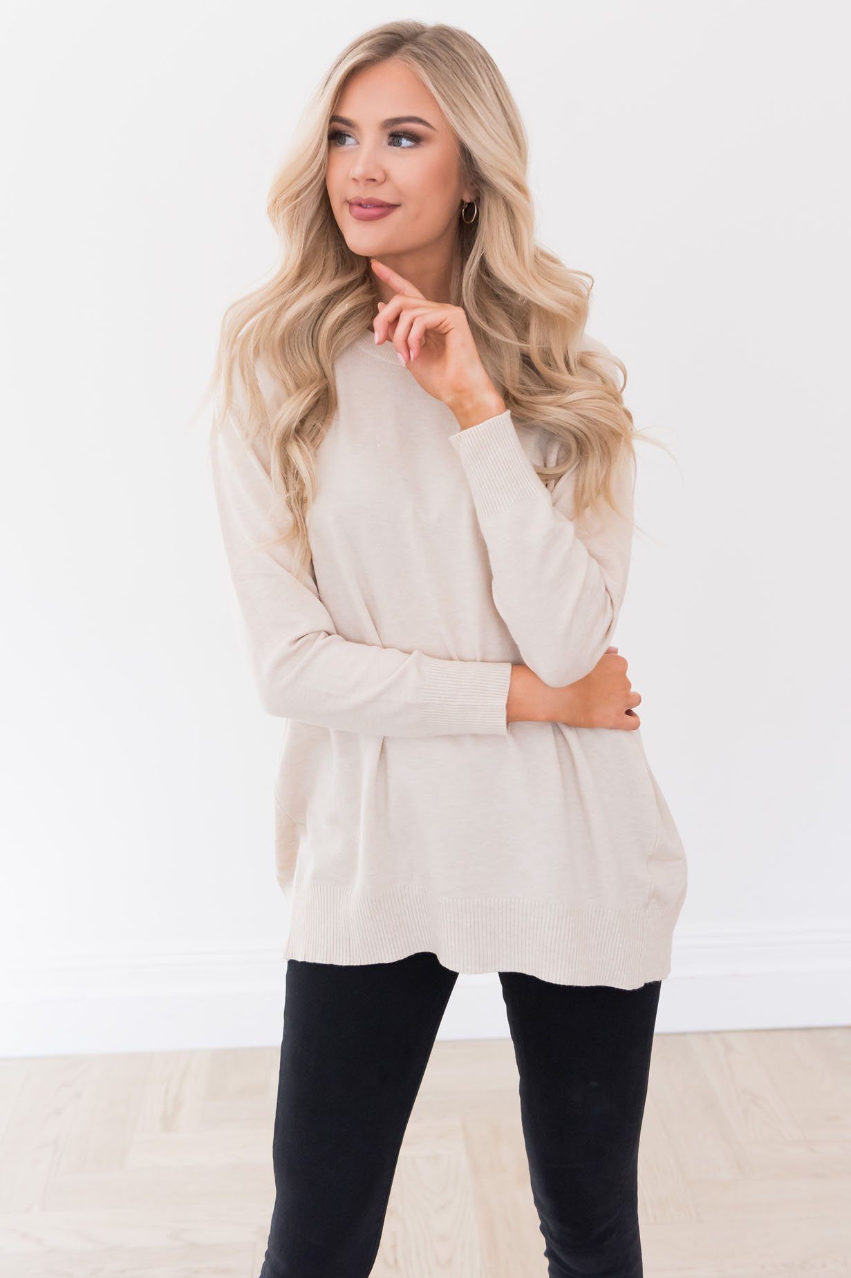 Live in The Moment Oversize Sweater Modest Dresses vendor-unknown