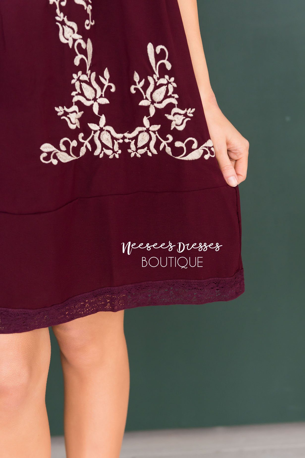The Paige Embroidered Shift Dress Modest Dresses vendor-unknown