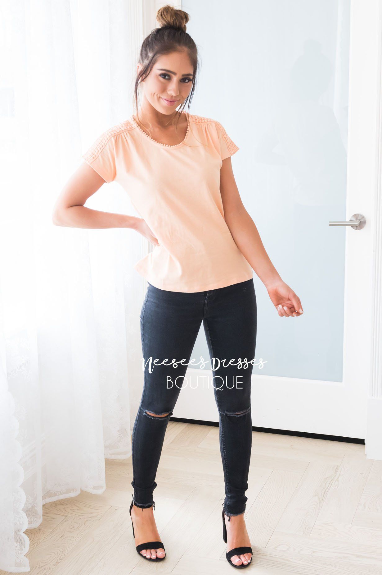 The Crochet Dot Modest Tee Tops vendor-unknown