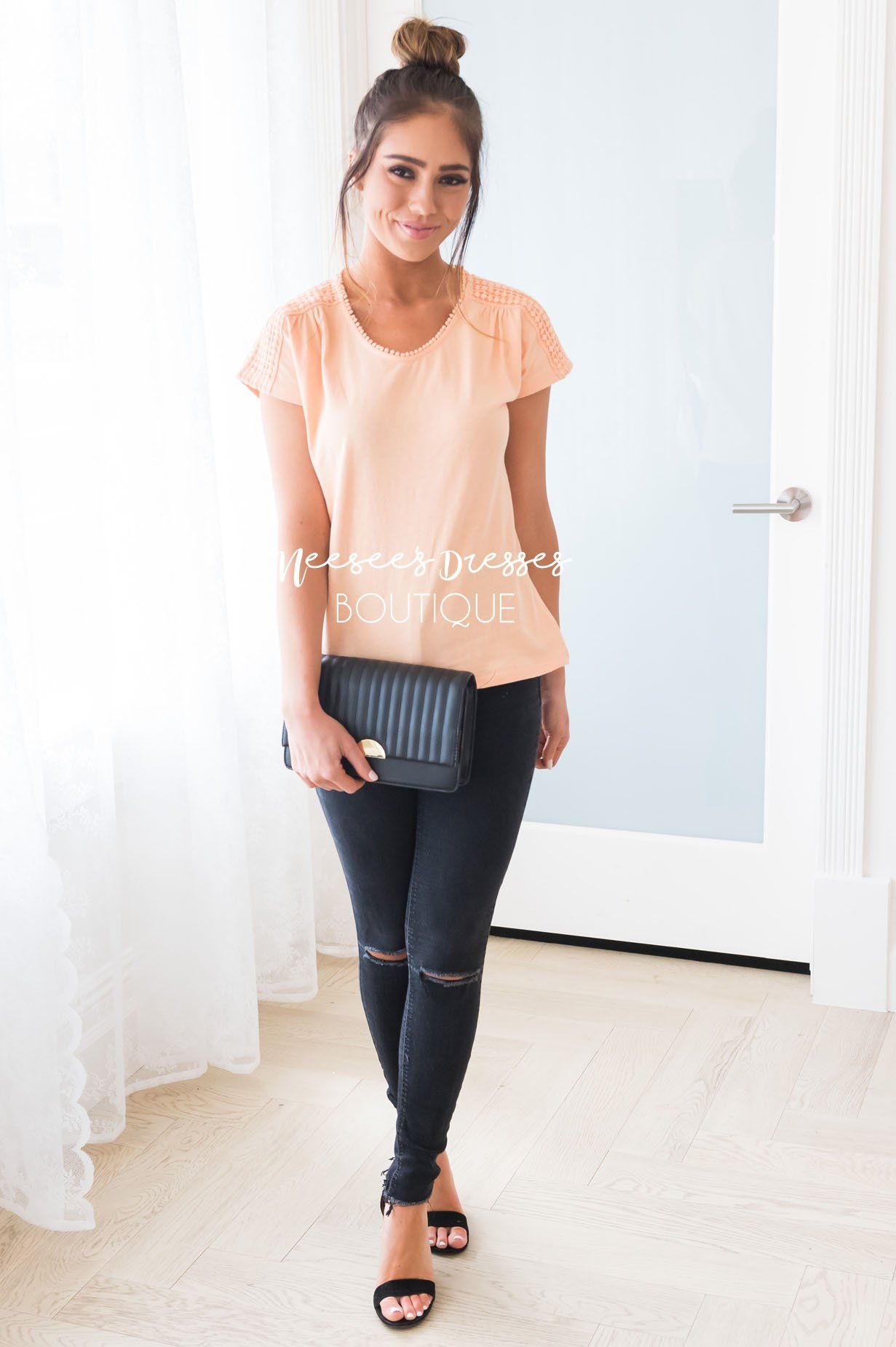 The Crochet Dot Modest Tee Tops vendor-unknown