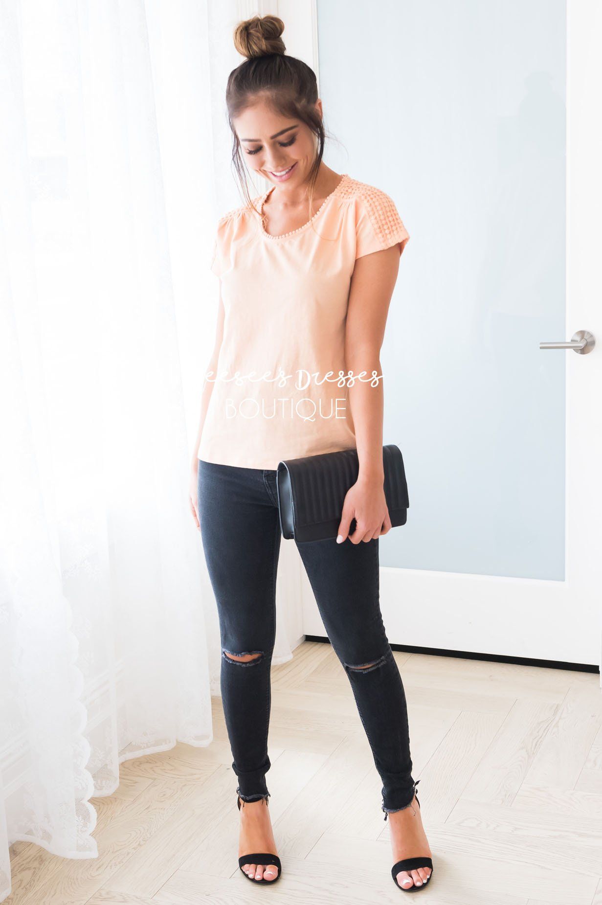 The Crochet Dot Modest Tee Tops vendor-unknown