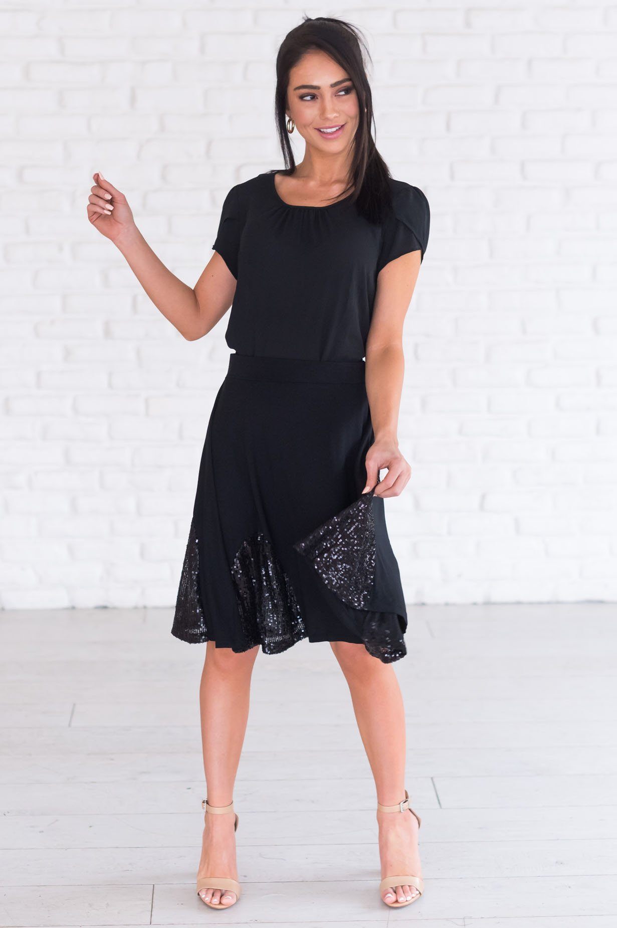 Pop of Sequins Modest Skirt Modest Dresses vendor-unknown