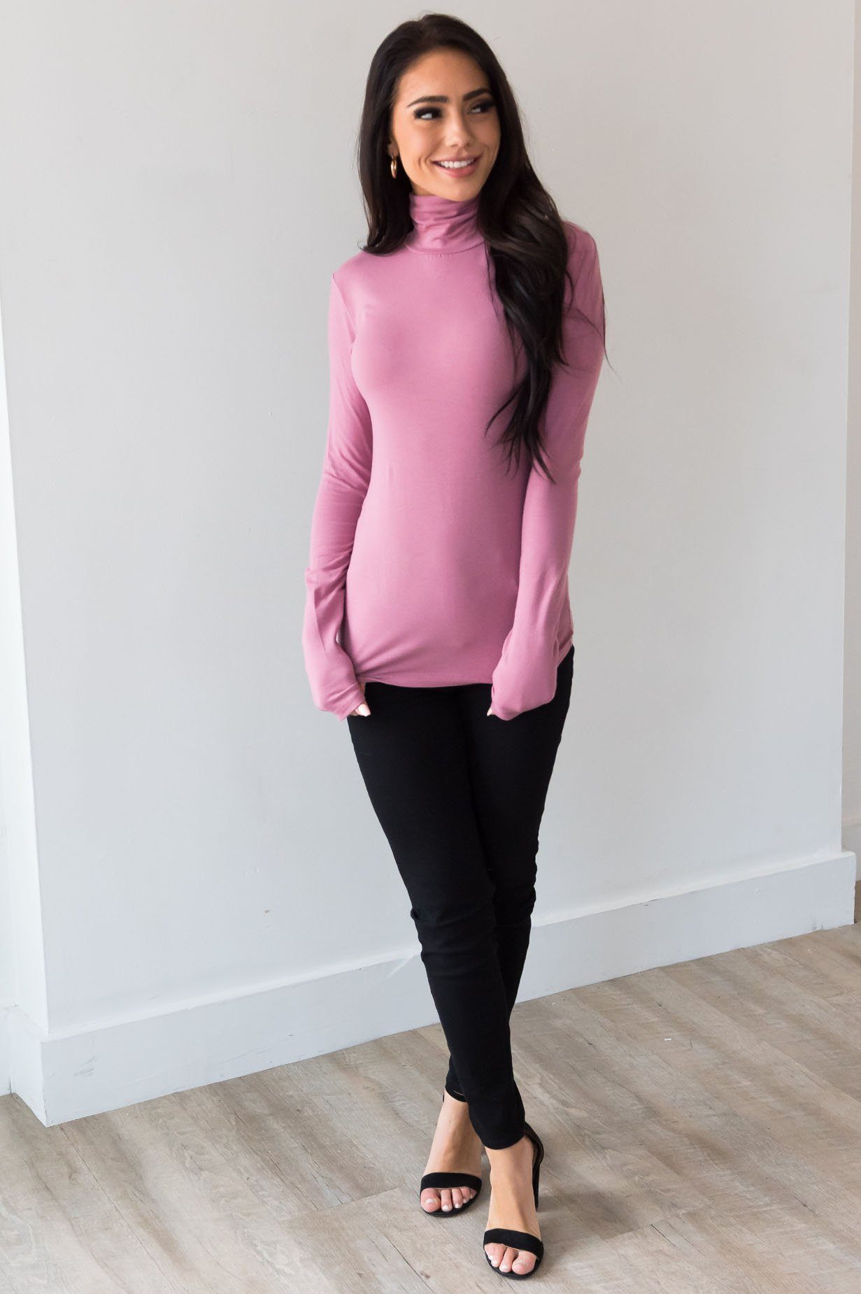 Get Close To Me Modest Turtleneck Tops vendor-unknown