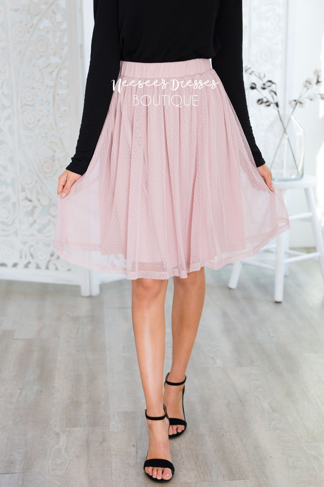 Pink Dotted Tulle Skirt Skirts vendor-unknown