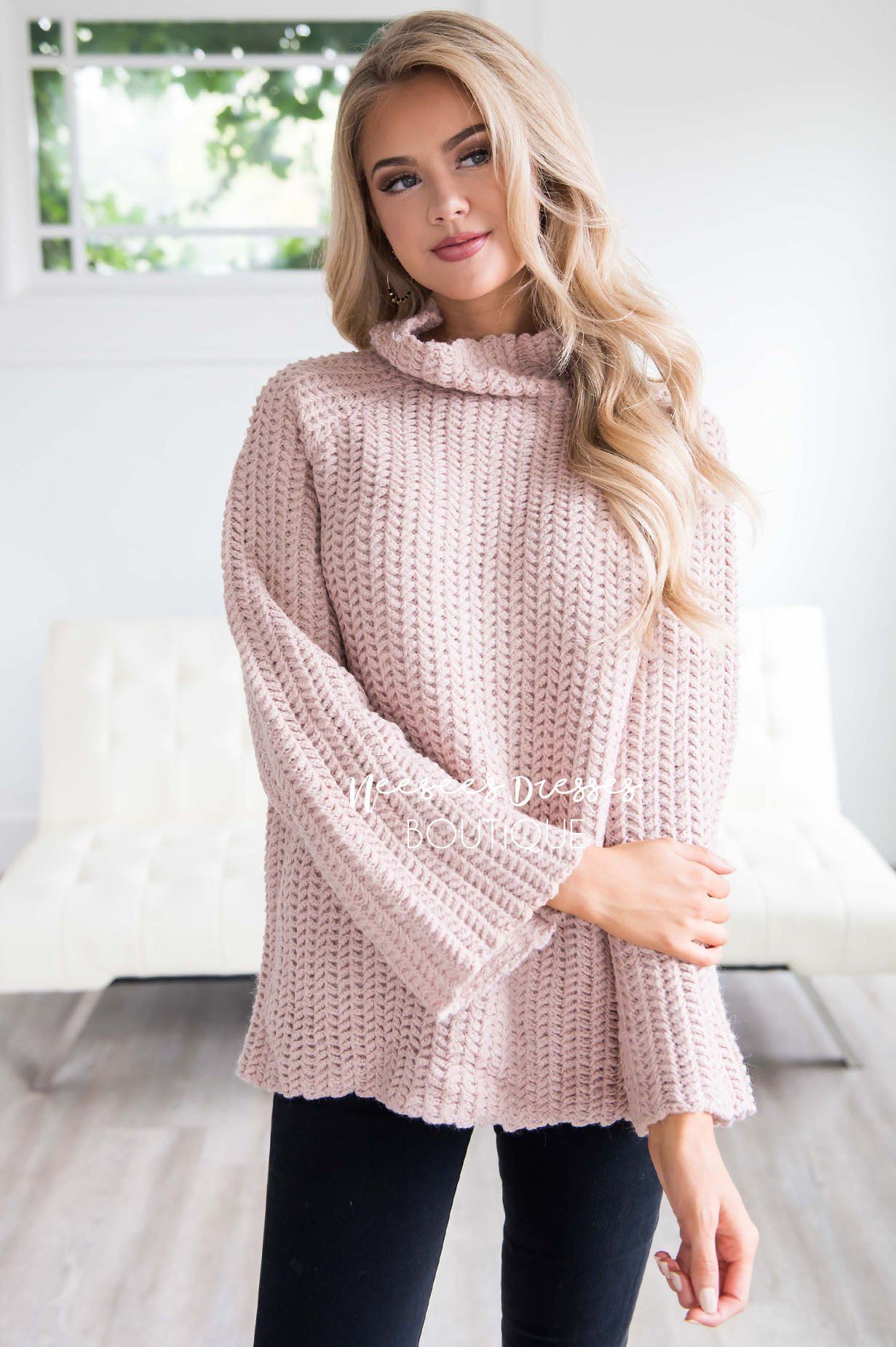 Knit For Me Bell Sleeve Sweater Tops vendor-unknown