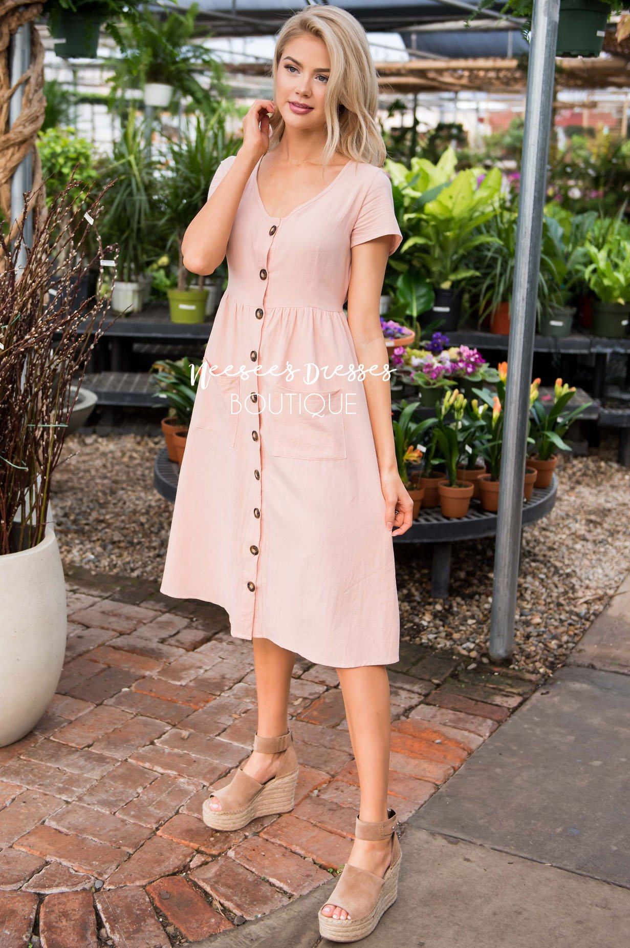 The Selena Button Front Dress Modest Dresses vendor-unknown