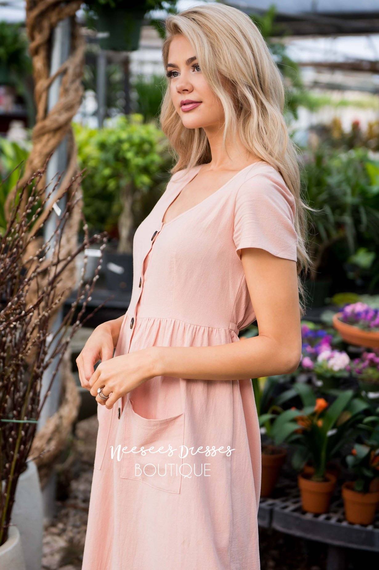 The Selena Button Front Dress Modest Dresses vendor-unknown