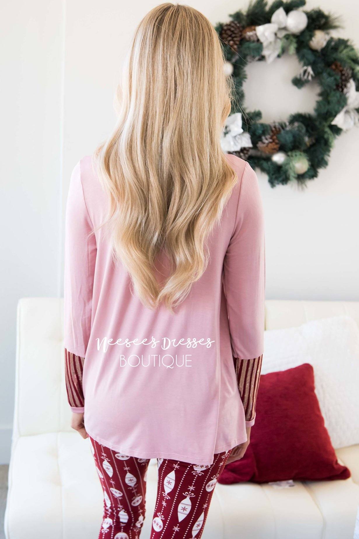 Sequin Striped Long Sleeve Top Tops vendor-unknown