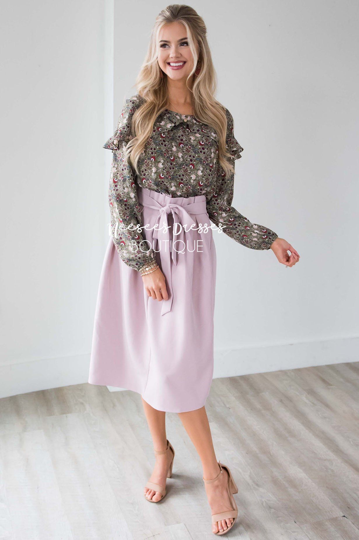 Pretty Ruffle Tie Waist Skirt Skirts vendor-unknown