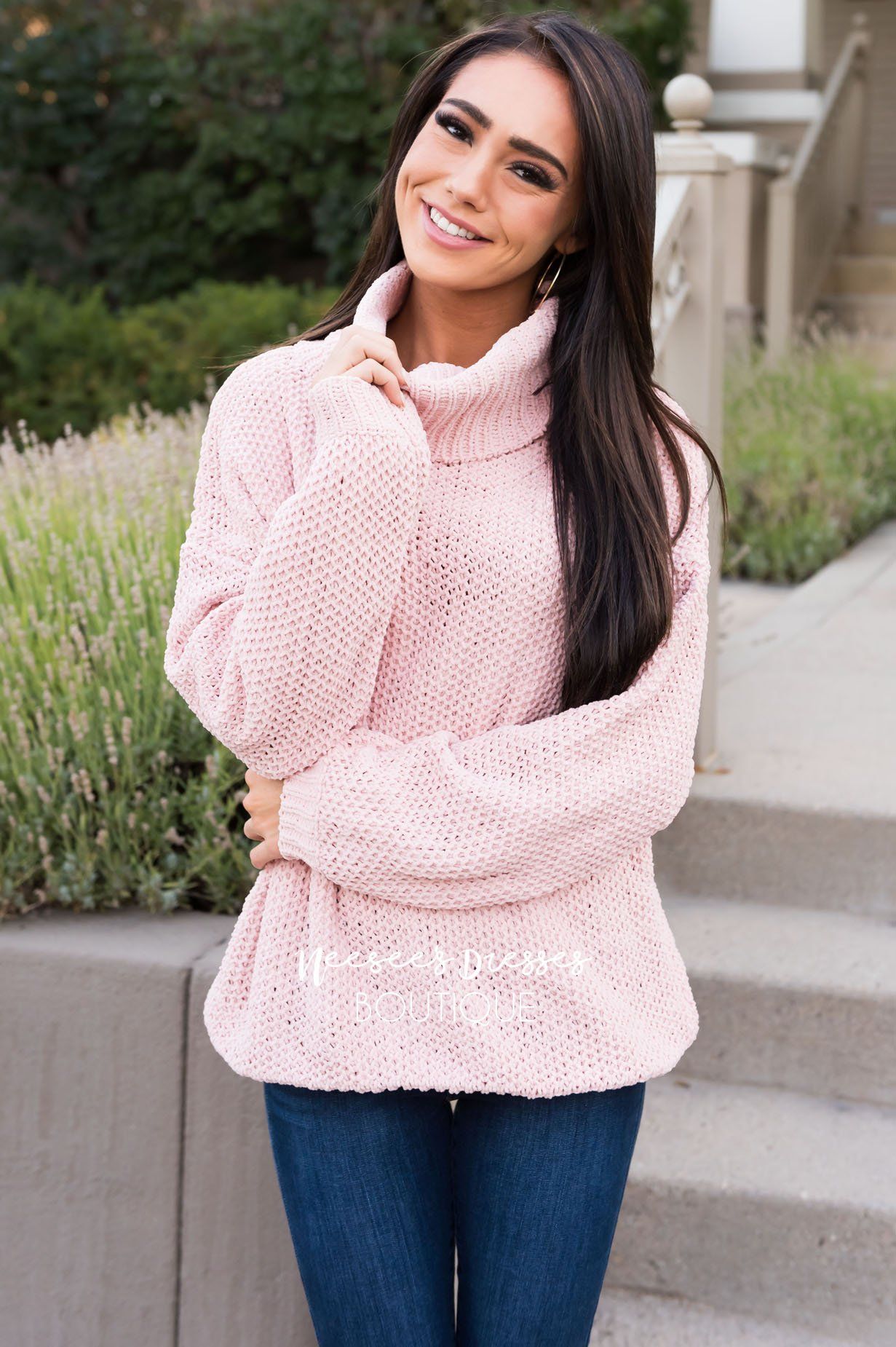 On The Hunt Modest Waffle Knit Sweater Modest Dresses vendor-unknown