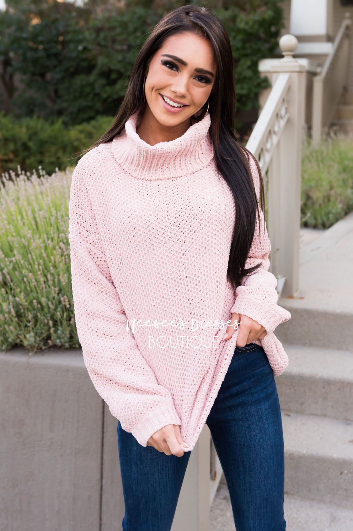 On The Hunt Modest Waffle Knit Sweater Modest Dresses vendor-unknown