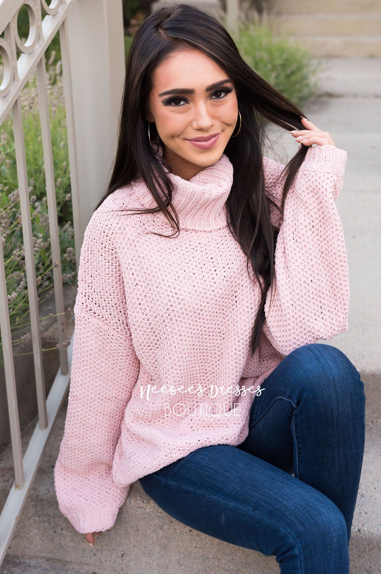 On The Hunt Modest Waffle Knit Sweater Modest Dresses vendor-unknown