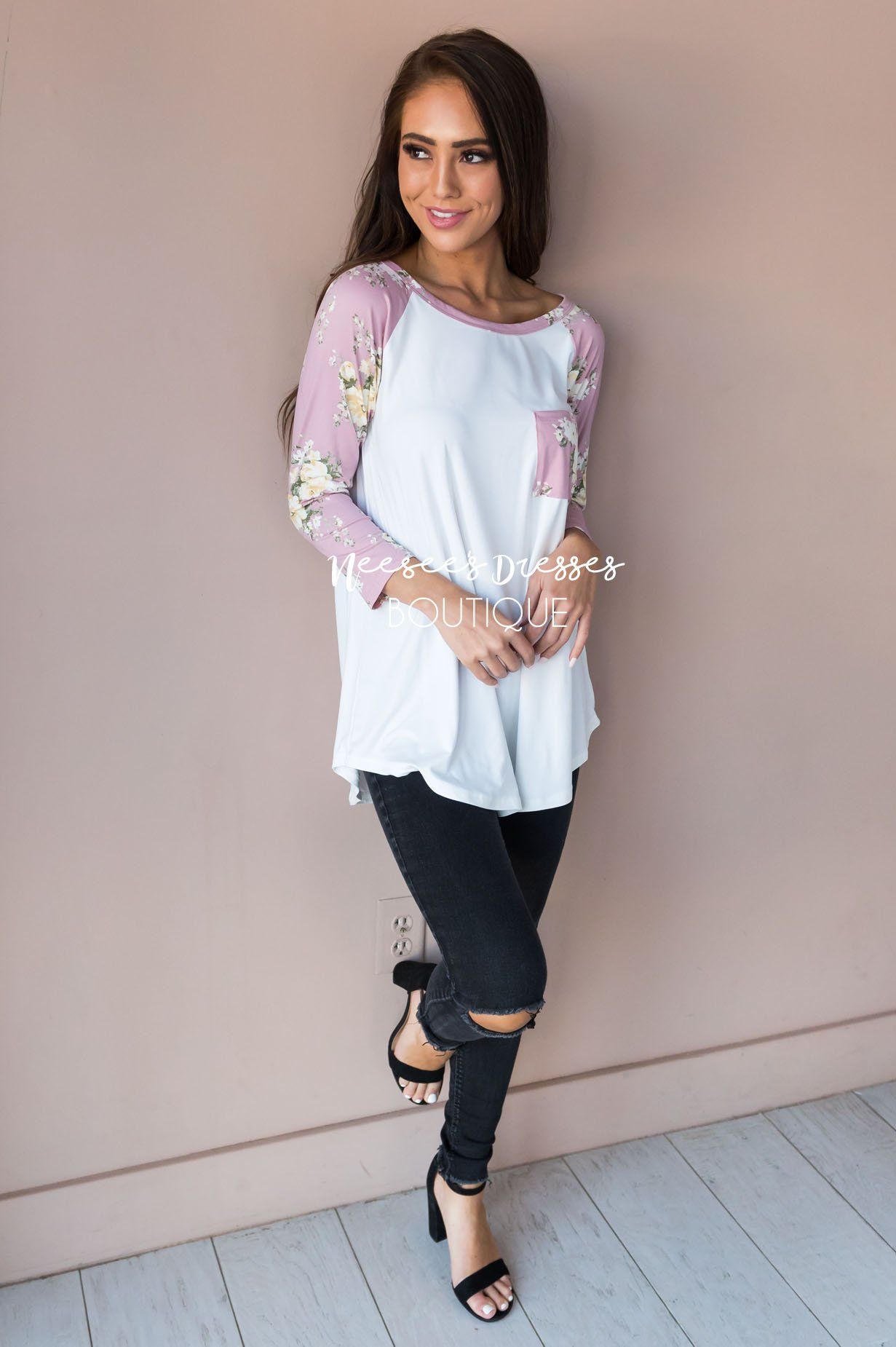 Back Again Modest Baseball Tee Modest Dresses vendor-unknown