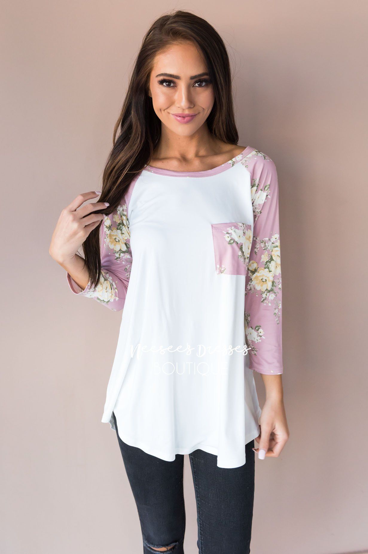 Back Again Modest Baseball Tee Modest Dresses vendor-unknown