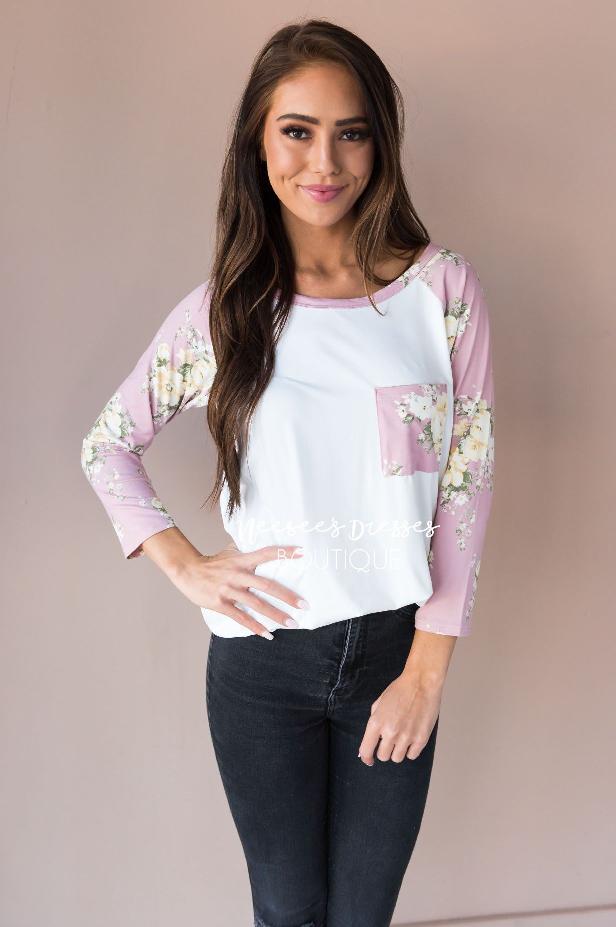 Back Again Modest Baseball Tee Modest Dresses vendor-unknown