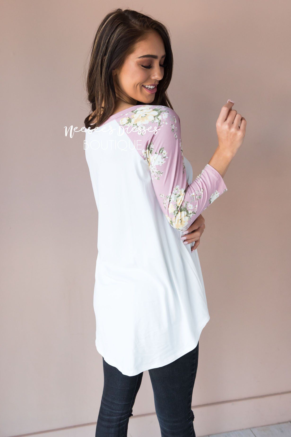 Back Again Modest Baseball Tee Modest Dresses vendor-unknown