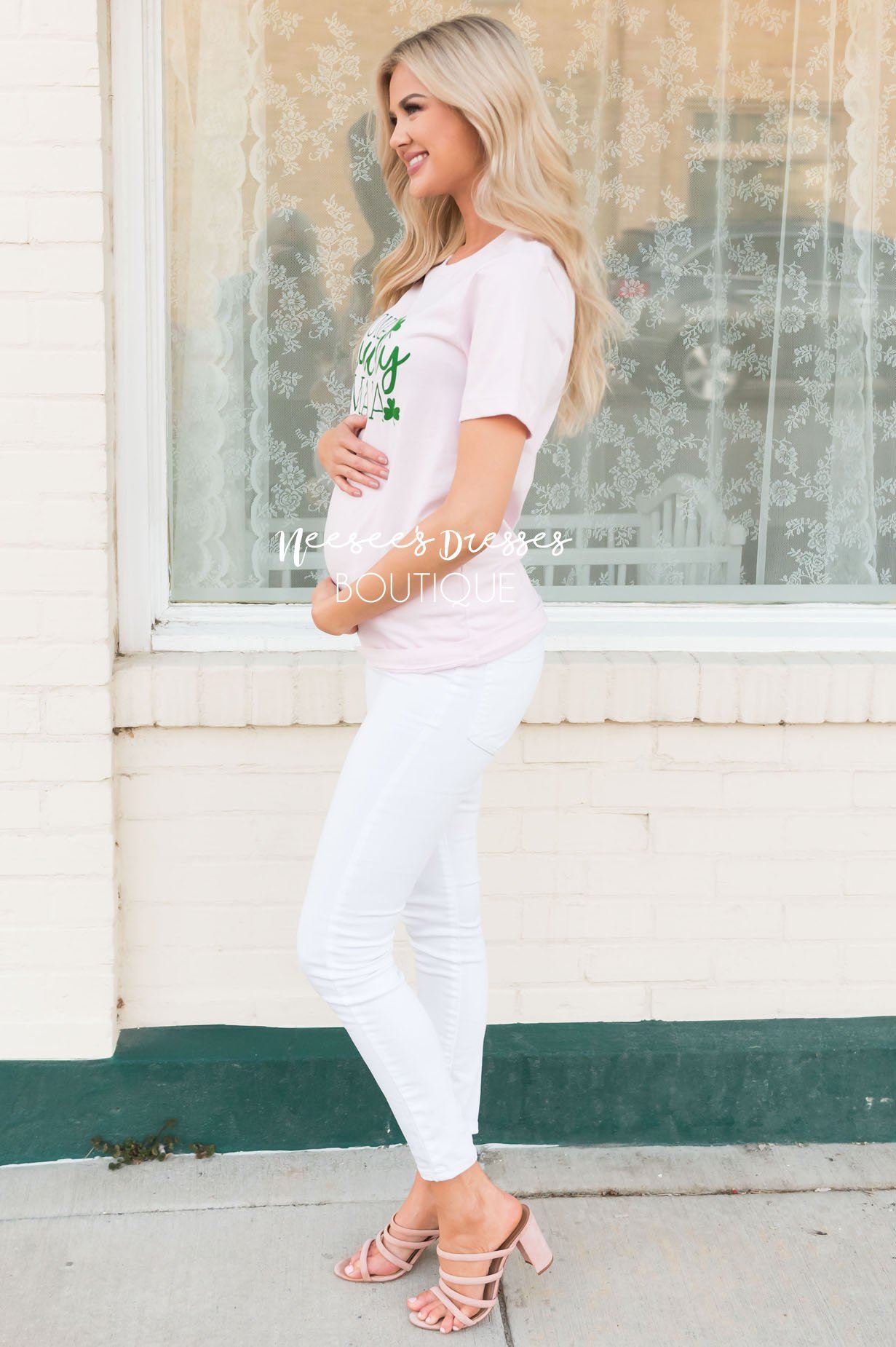 One Lucky Mama Modest Tee Tops vendor-unknown