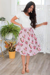 Pretty Pink Striped Floral Skirt Skirts vendor-unknown