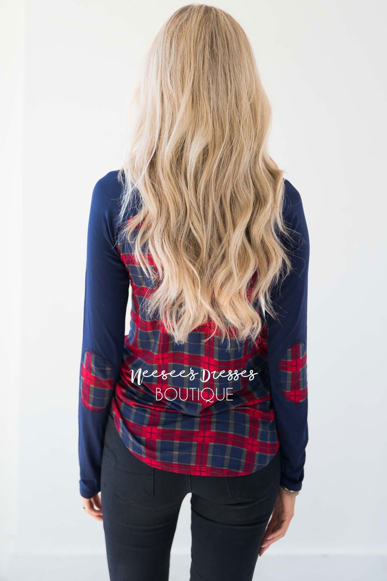 Long Sleeve Elbow Patch Ball Game Tee Tops vendor-unknown