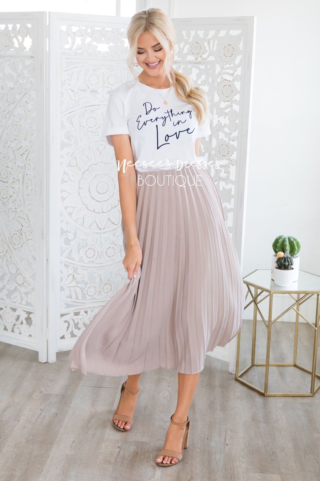 Hello Gorgeous Pleat Skirt Modest Dresses vendor-unknown