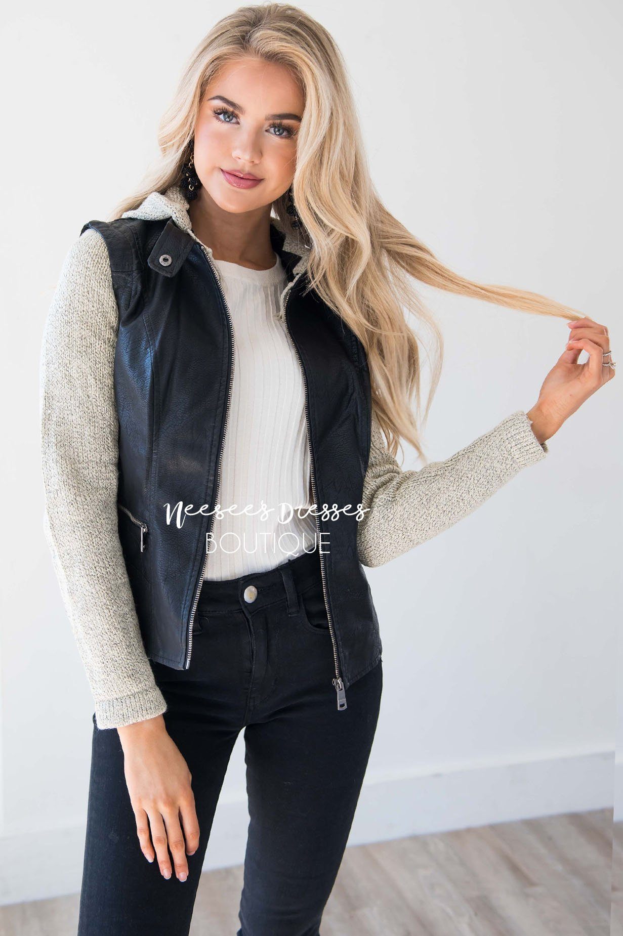 Give Me Chills Pleather Jacket Tops vendor-unknown