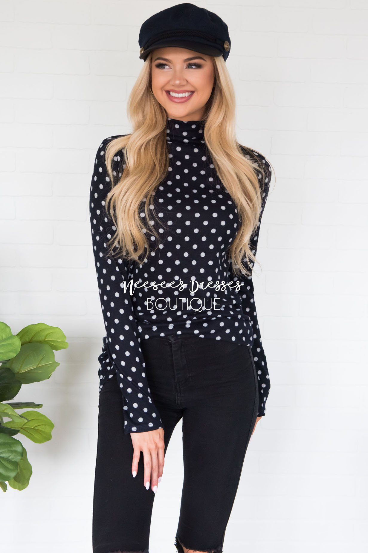 Happy Times Polka Dot Top Modest Dresses vendor-unknown