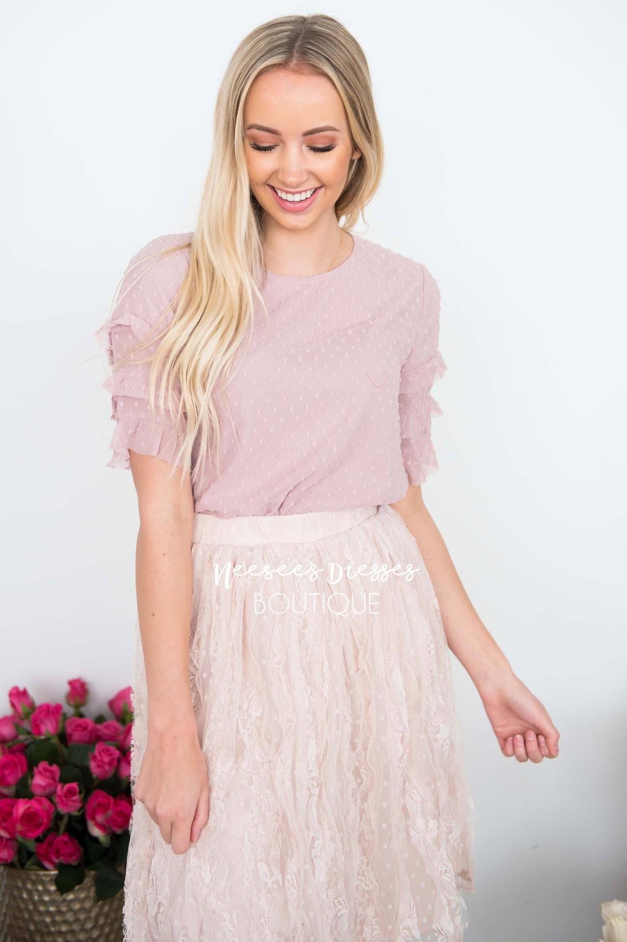 Darling Dotted Ruffle Sleeve Blouse Tops vendor-unknown